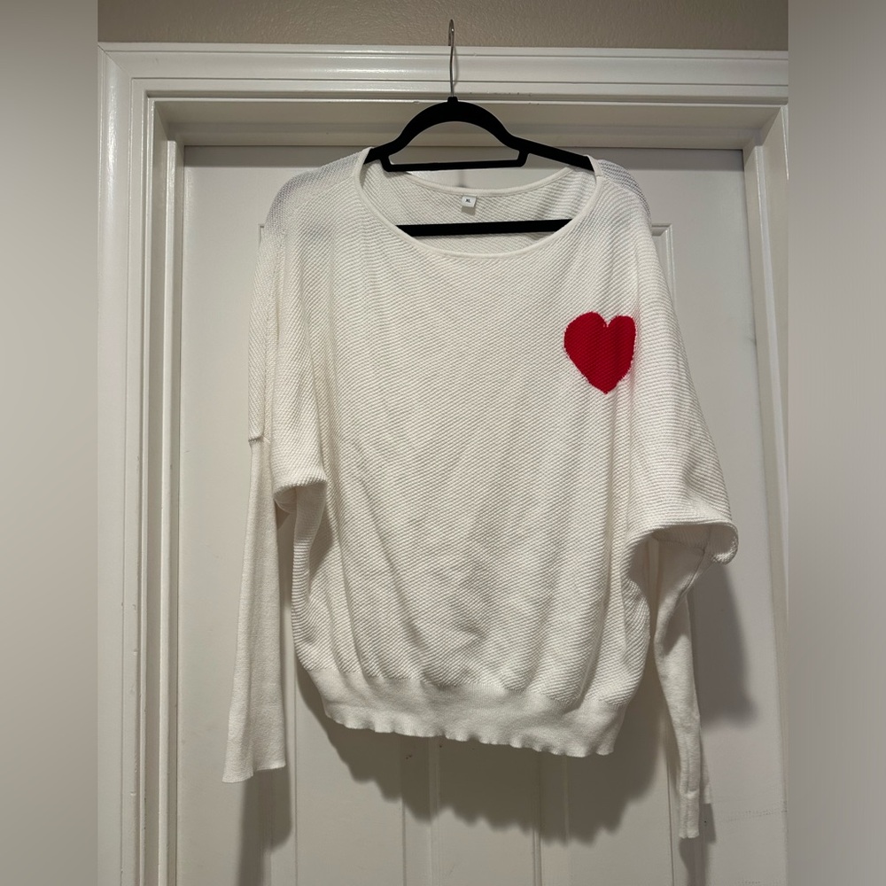 White Sweater with Red Heart